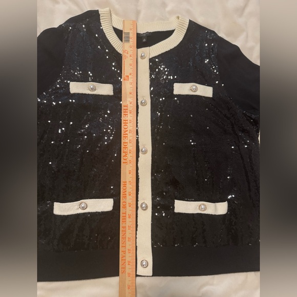 Talbots Black and White Sequin Cardigan - Picture 3 of 16